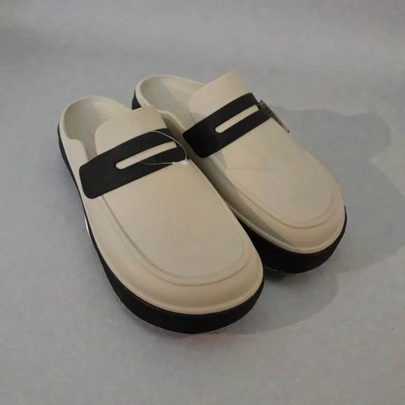 Women's Crocs Beige & Black Mules & Clogs - Picture 1 of 4